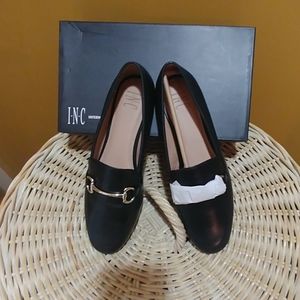 Black leather loafer